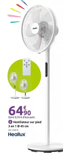 Mr Bricolage HEALUX Ventilateur sur pied 3 en 1 Ø 45 cm offre