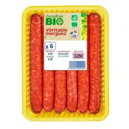 Carrefour 6 merguez véritables CARREFOUR BIO offre