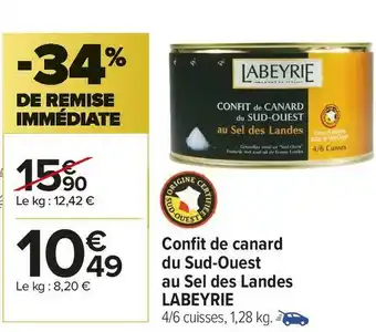 Carrefour Market Labeyrie confit de canard du sud-ouest au sel des landes offre