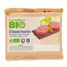 Carrefour 2 steaks hachés 5% M.G. CARREFOUR BIO offre
