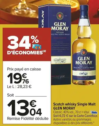 Carrefour Market Glen moray scotch whisky single malt offre