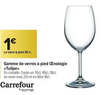 Carrefour Market Carrefour home gamme de verres à pied œnologie «tulipe» offre