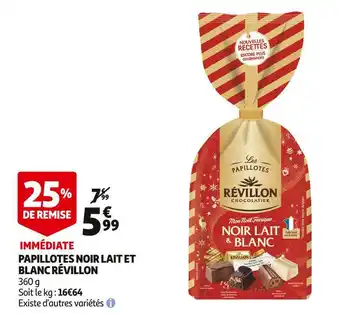 Auchan Révillon papillotes noir lait et blanc offre