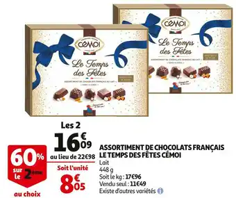 Auchan Cémoi assortiment de chocolats français le temps des fêtes offre