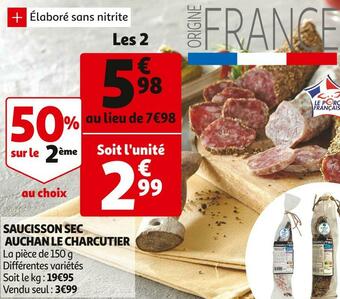 Auchan Auchan saucisson sec le charcutier offre