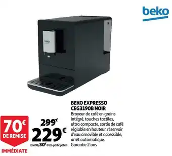 Auchan Beko expresso ceg3190b noir offre