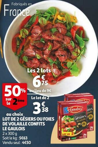 Auchan Le gaulois lot de 2 gésiers ou foies de volaille confits offre