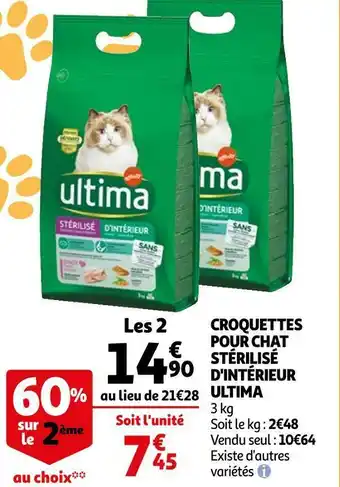 Auchan Ultima croquettes pour chat stérilisé d'intérieur offre