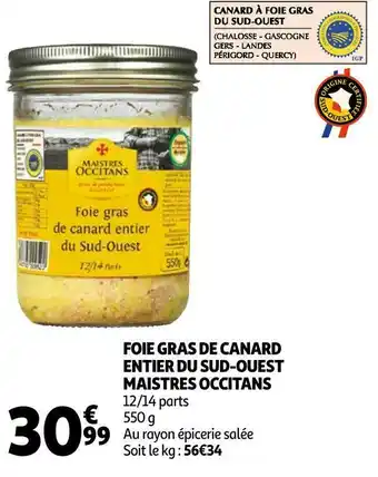 Auchan Maistres occitans foie gras de canard entier du sud-ouest offre