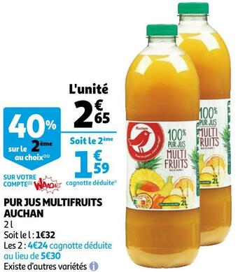 Auchan Auchan pur jus multifruits offre