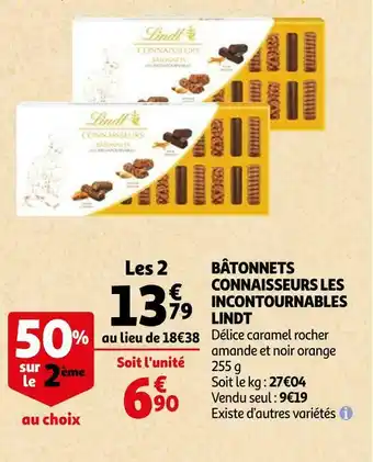 Auchan Lindt bâtonnets connaisseurs les incontournables offre