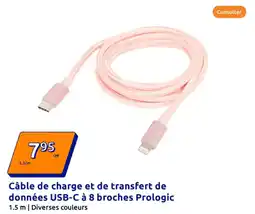 Action Câble de charge et de transfert de données usb c à 8 broches prologic offre