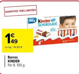 Carrefour KINDER Barres offre