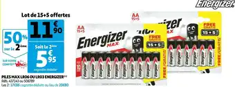 Auchan Energizer piles max lr06 ou lr03 offre
