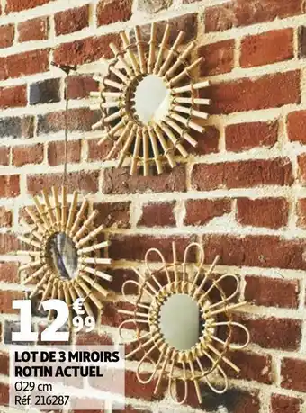Auchan Actuel lot de 3 miroirs rotin offre