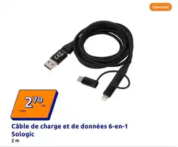 Action Câble de charge et de données 6en1 sologic offre