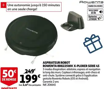 Auchan Rowenta aspirateur robot rr8225wh x-plorer serie 45 offre