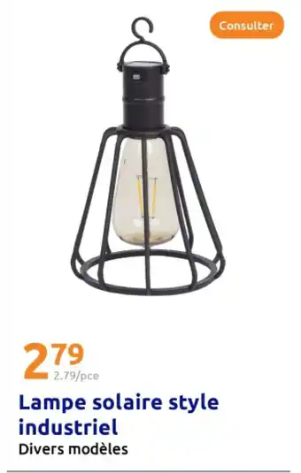 Action Lampe solaire style industriel offre