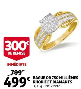 Auchan Bague or 750 millièmes rhodié et diamants offre