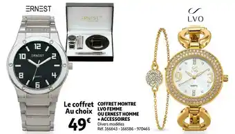 Auchan Coffret montre lvo femme ou ernest homme + accessoires offre