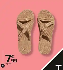Carrefour Sandales paille femme offre