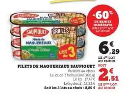 Hyper U FILETS DE MAQUEREAUX 'SAUPIQUET' offre