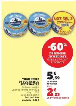 Hyper U Thon Huile de Tournesol Petit Navire offre