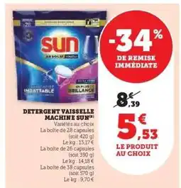 Hyper U DETERGENT VAISSELLE MACHINE SUN offre