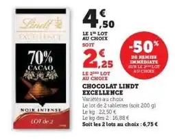 Hyper U Chocolat Lindt Excellence offre