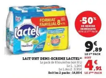 Hyper U Lait UHT Demi-Écrémé Lactel offre