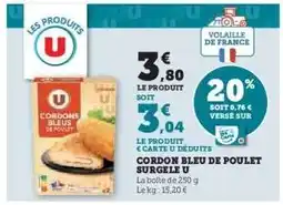 Hyper U CORDON BLEU DE POULET SURGELÉ U offre