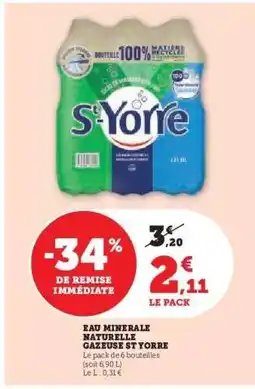 Hyper U Eau Minérale Naturelle Gazeuse St Yorre offre