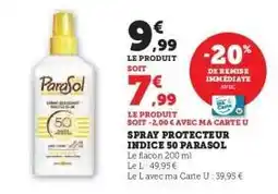 Hyper U Spray Protecteur Indice 50 Parasol offre