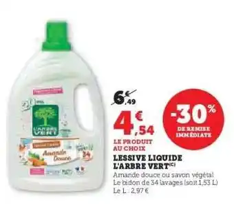 Hyper U Lessive liquide L'ARBRE VERT offre