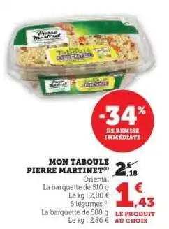 Hyper U Mon Taboulé Pierre Martinet offre