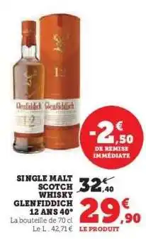 Hyper U Single Malt Scotch Whisky Glenfiddich 12 ans 40° offre