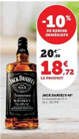 Hyper U Jack Daniel's 40° offre