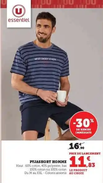 Hyper U Pyjashort Homme offre