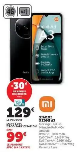 Hyper U Xiaomi Redmi A3 offre