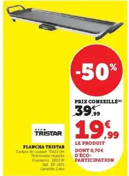 Hyper U Plancha Tristar offre