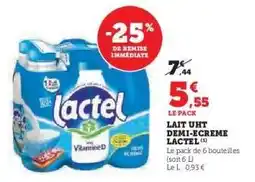 Super U Lait UHT Demi-Écrémé Lactel offre