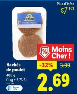 Lidl Hachés de poulet offre