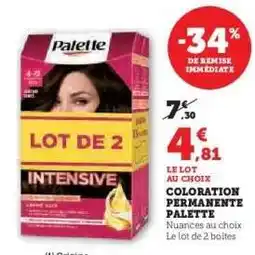 Super U Coloration Permanente Palette offre