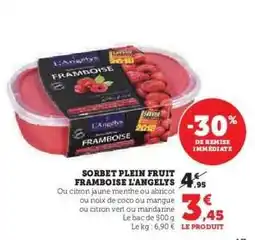 Super U Sorbet Plein Fruit Framboise L'Angelys offre