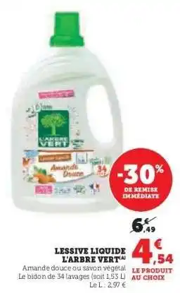 Super U Lessive liquide L'ARBRE VERT offre