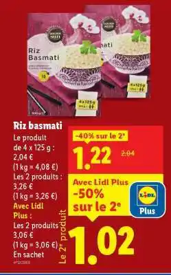 Lidl RIZ BASMATI offre