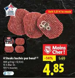Lidl 4 steaks hachés pur bœuf offre