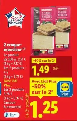 Lidl 2 Croque-Monsieur offre