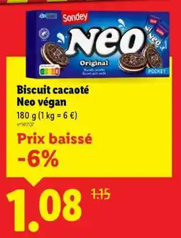 Lidl Biscuit cacaoté Neo végan offre