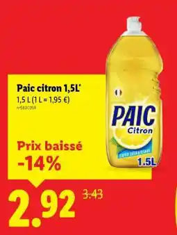 Lidl Paic citron 1,5L offre